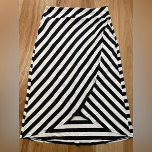 Athleta Charcoal and White Striped Hi-lo Faux Wrap Skirt Athleisure